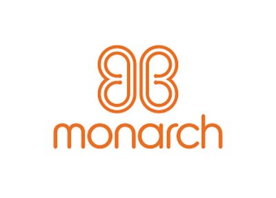 Orange Monarch logo with stylized butterfly icon and the word “monarch” beneath it