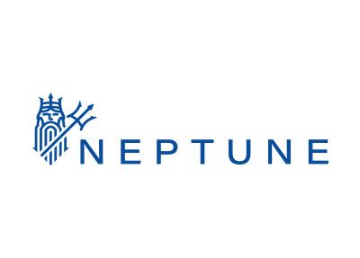 Blue Neptune logo with a stylized trident tower icon