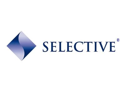 Selective logo with blue diamond icon and navy text