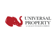 Universal Property logo with a red elephant and black text on a white background