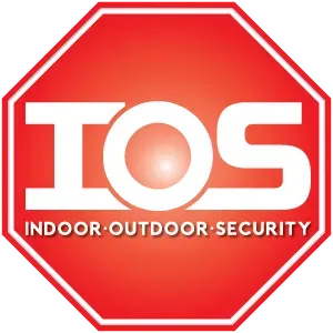 A stop sign that says ios indoor outdoor security