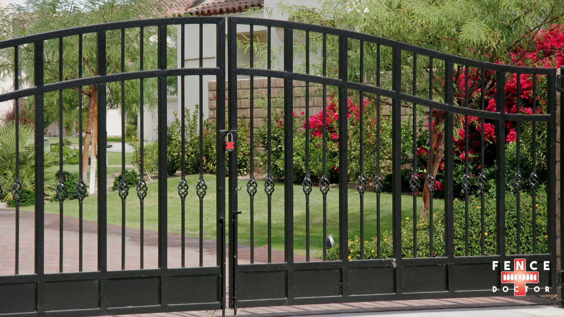 A black wrought iron gate in Columbus Ga