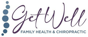 Get Well Family Health & Chiropractic logo in purple and blue with a stylized spine icon
