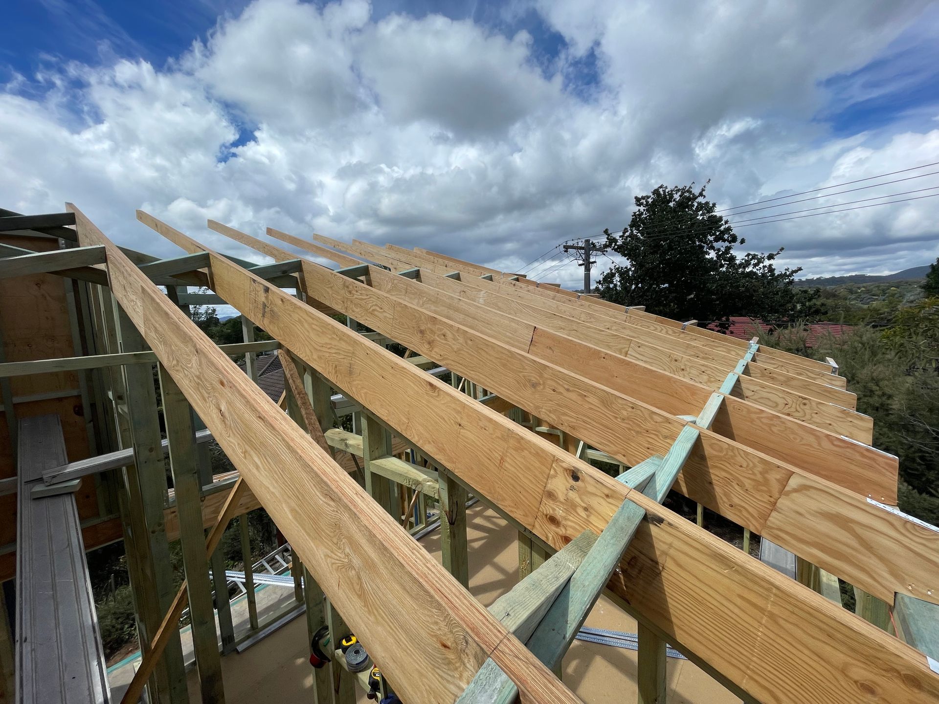 Wooden Roof Framing Under Construction — Straight up Building Projects in Holt, ACT
