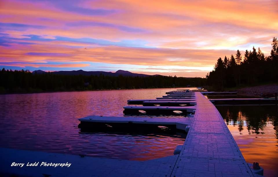 Lakeside Lodge dock on a sunset