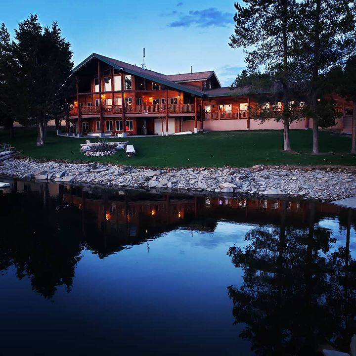 A building with lights on