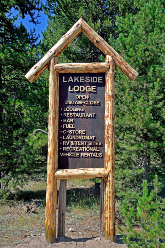 Lakeside Lodge wooden signage