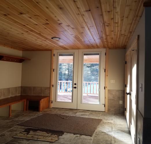 Two white glass doors