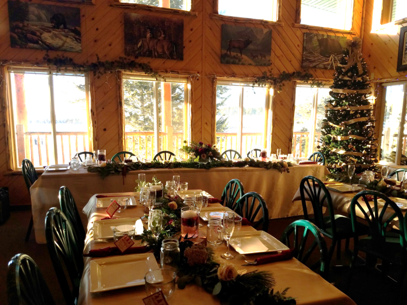 Tables and chairs in a restaurant