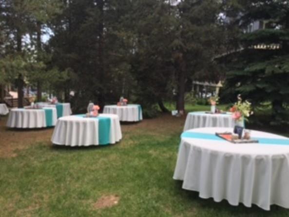 Decorated round tables