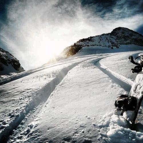Snowmobile tracks on a snow