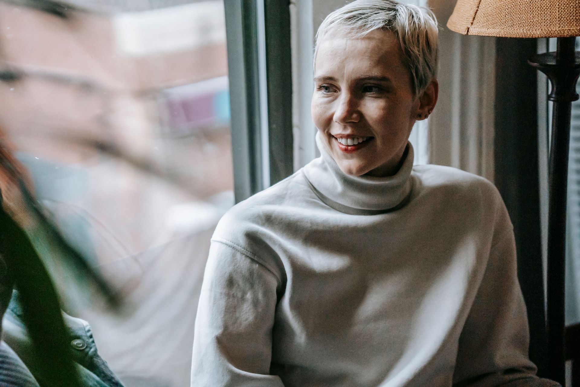 Smiling Woman With Short Hair