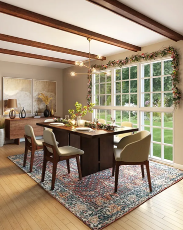 custom wood dining table and chairs