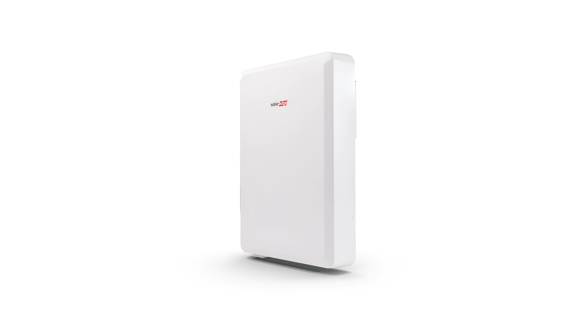 A white box with a red light on it is sitting on a white surface.