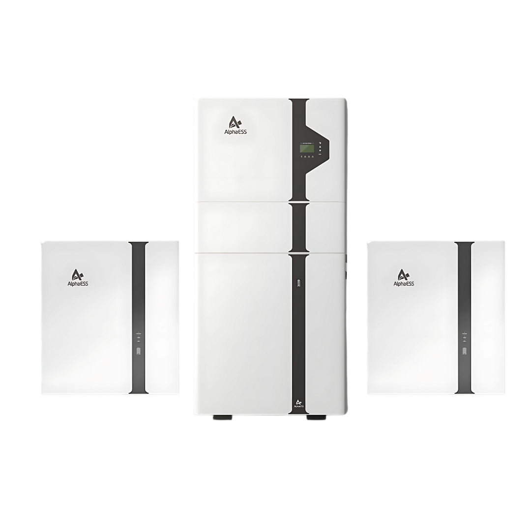 A white refrigerator with three batteries attached to it.
