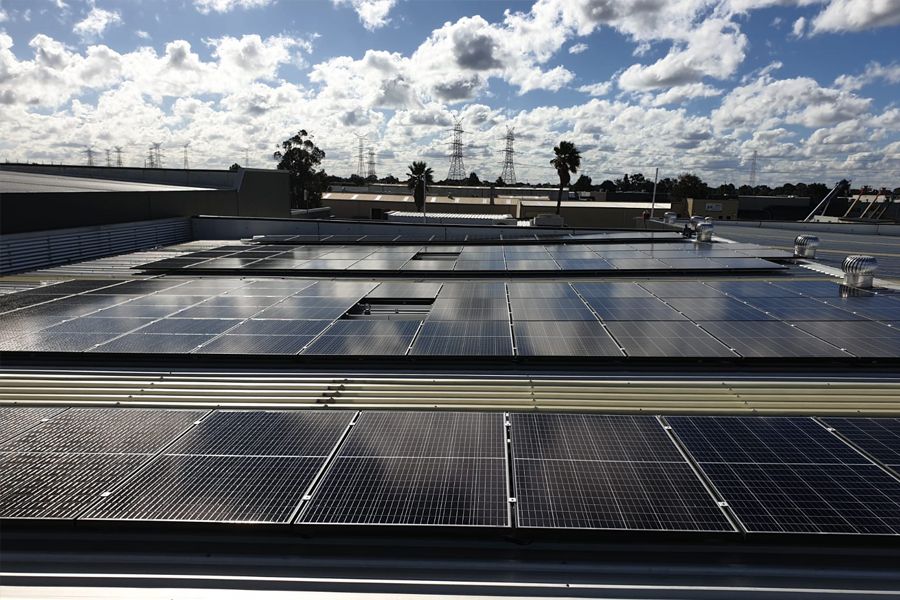 A roof with a lot of solar panels on it