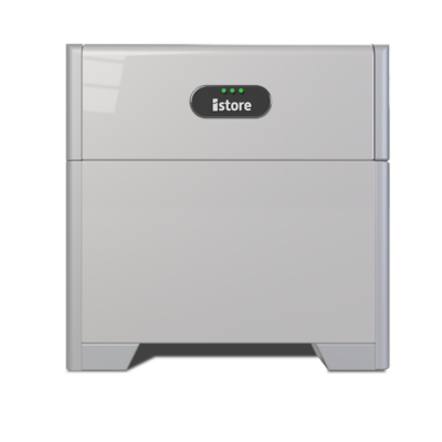 A white box with a black logo on it is sitting on a white surface.