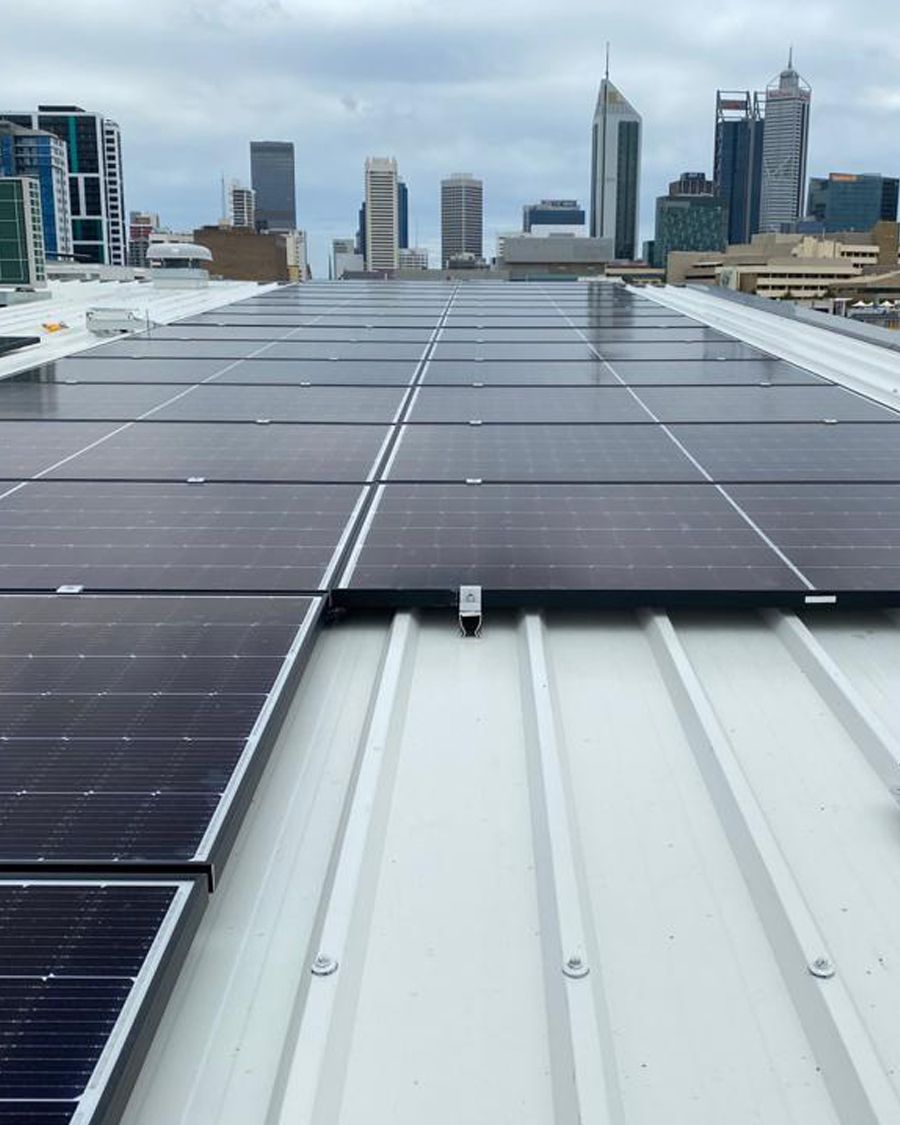 A roof with a lot of solar panels on it