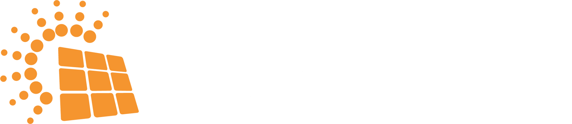 Perth Solar Direct A white background with orange squares and dots on it.