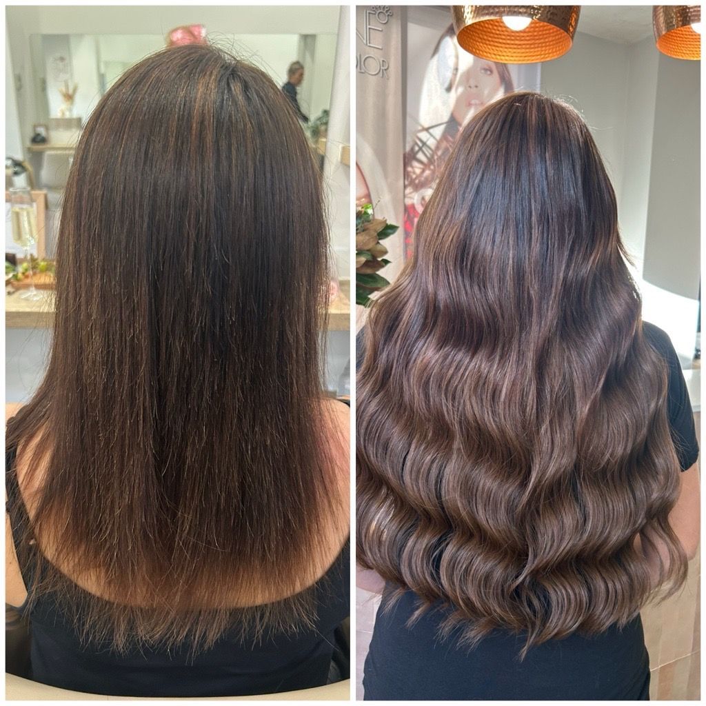 A Woman With Long Blonde Hair is Getting Her Hair Done in a Salon — Hair By Jell In Cannonvale, QLD