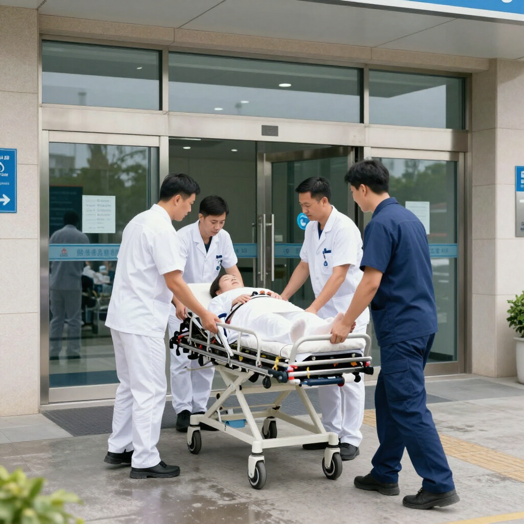 Traslado m&eacute;dico seguro entre hospital y ambulancia