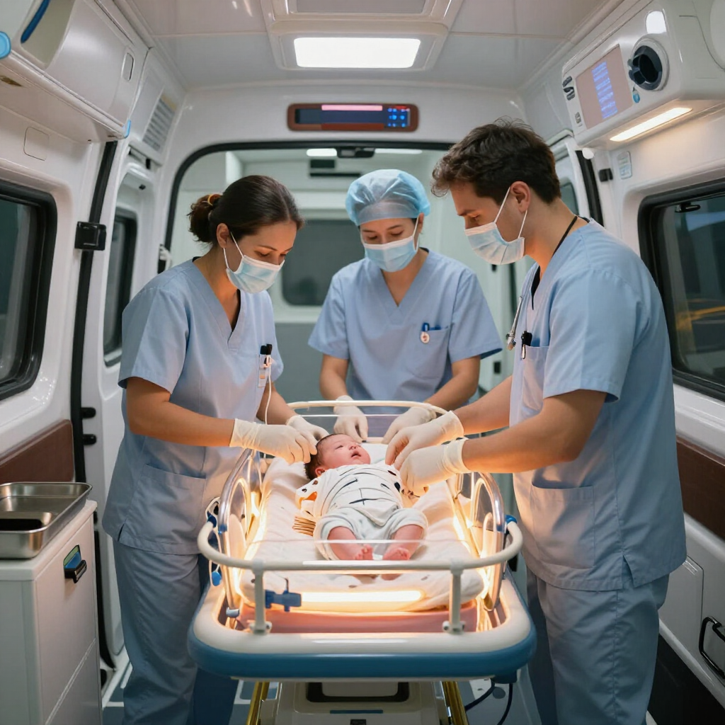 Unidad neonatal con incubadora para traslado especializado