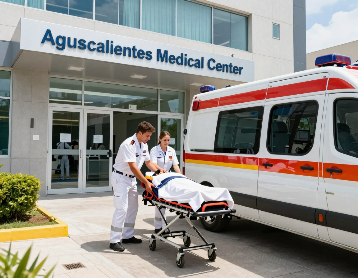 Traslado médico llegando a hospital para atención inmediata