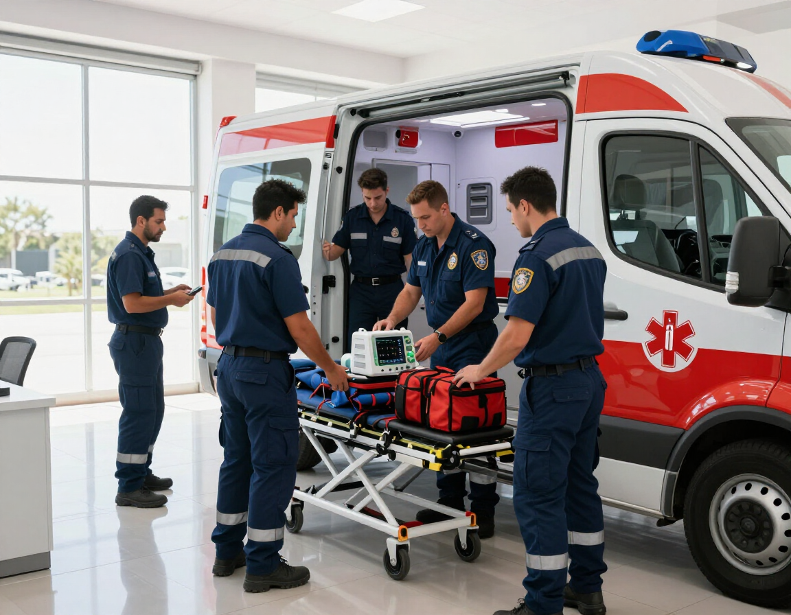 Equipo de ambulancias preparado para cobertura de eventos y traslados