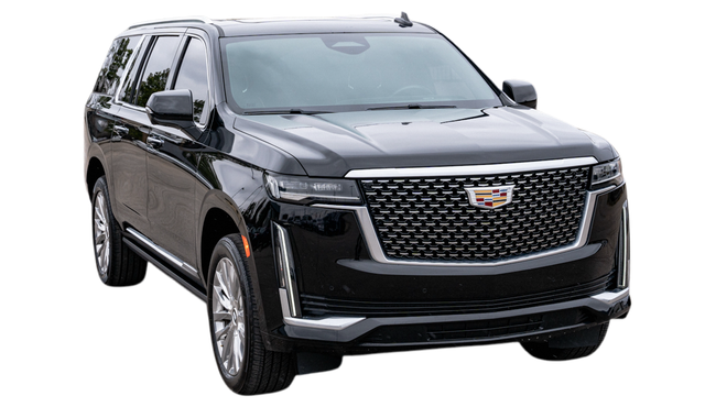 Black Cadillac Escalade SUV parked outdoors.