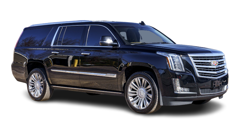 Black Cadillac Escalade SUV with chrome accents.