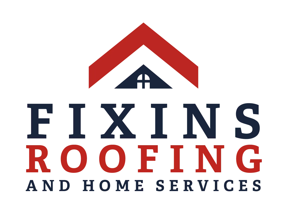 A logo for fixins roofing and home services