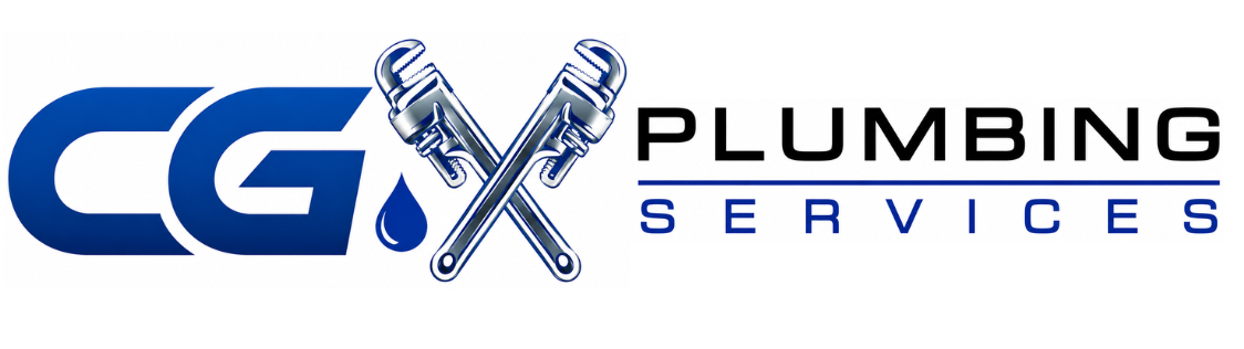 CGX Plumbing Services logo with blue and silver lettering and a stylized wrench icon