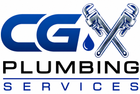 CG Plumbing Services logo with blue and silver wrench letters and water droplet