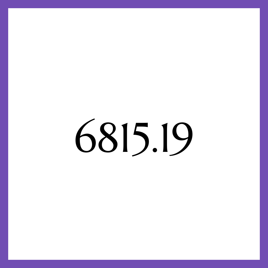 Die Zahl 6815 19 ist in Schwarz auf weißem Hintergrund mit violettem Rand geschrieben.