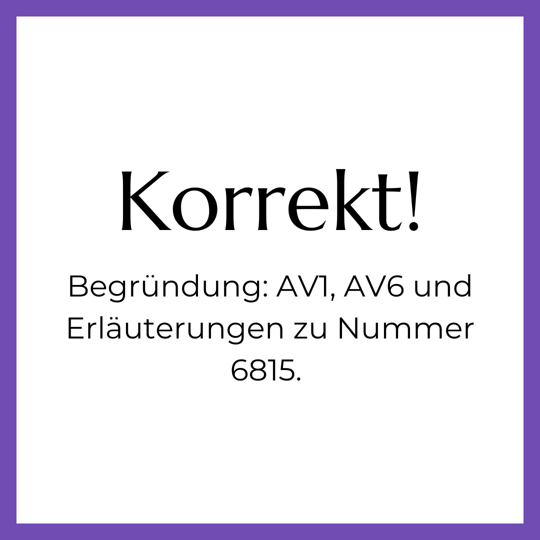 Ein weißes Schild mit violettem Rand, auf dem „Korrekt!“ steht.