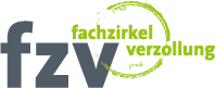 Logo für fzv Fachzirkel Verzollung in grauer und grüner Schrift auf weißem Hintergrund
