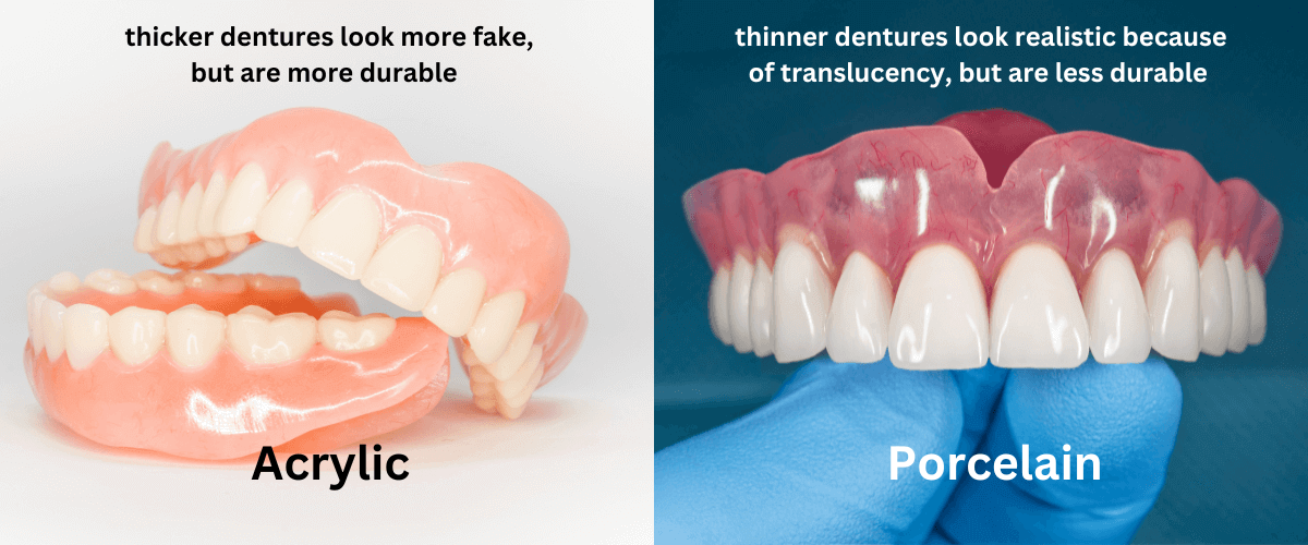 acrylic vs porcelain dentures