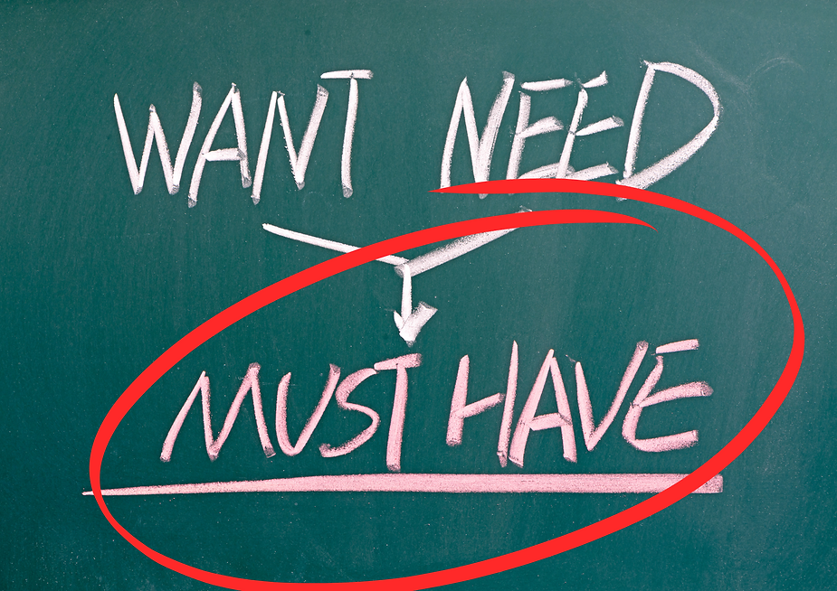 Chalkboard Want and Need Point to Must Have — People Assured Partners in Cannonvale, QLD
