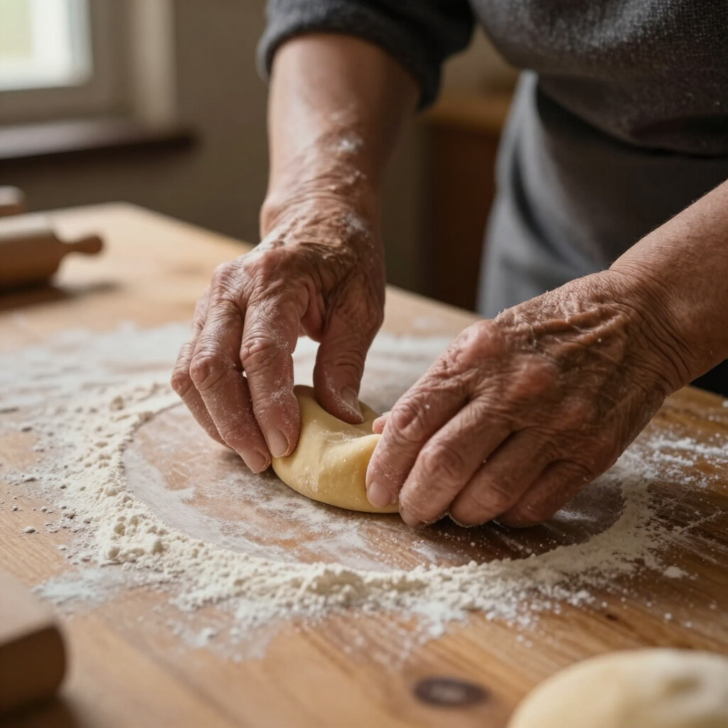 Manos artesanas elaborando pasta fresca