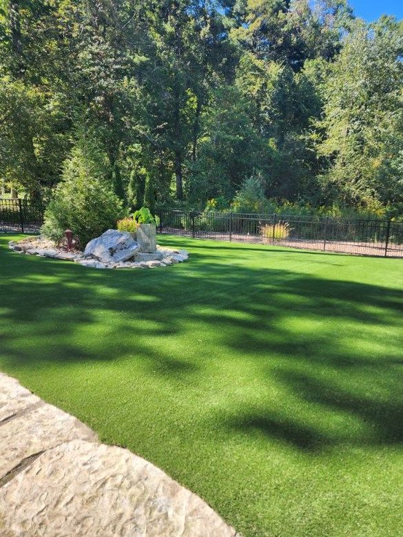 green artificial turf on a lawn