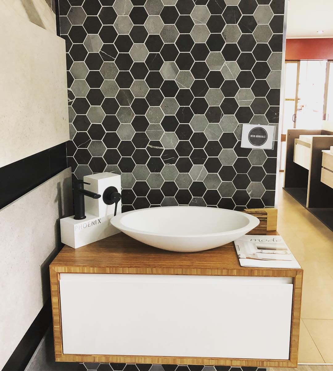 Stylish hexagonal wall tiles for enhancing bathroom aesthetics — Tiles in East Corrimal, NSW