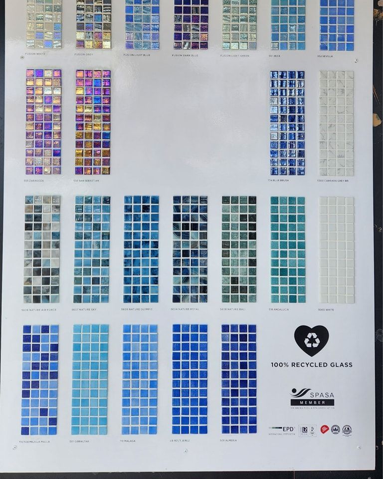 A Tile Samples in Various Shades of Blue and Iridescent Colors — Corrimal Discount Tiles and Bathroomwear in East Corrimal, NSW