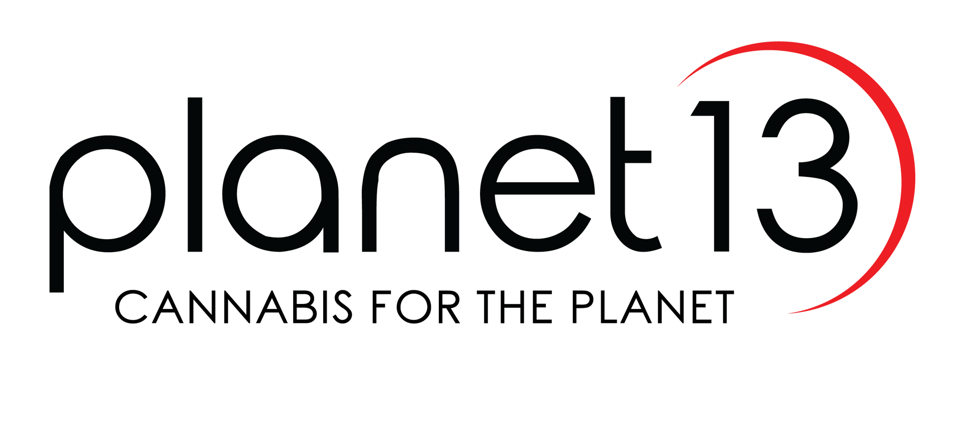 Planet 13 logo with black text, red crescent accent, and tagline “Cannabis for the Planet”