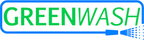 A green and blue logo for a company called greenwash.