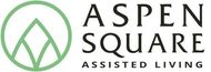 Aspen Square Assisted Living logo: green circle with mountain-like design, black text.