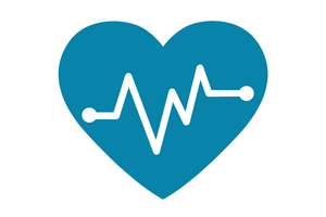 Blue heart with a white heartbeat line icon