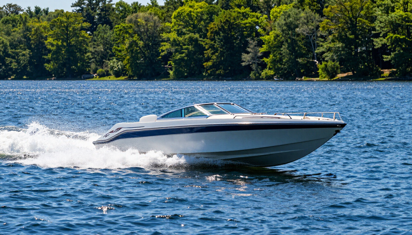 Speedboat on a Massachusetts lake