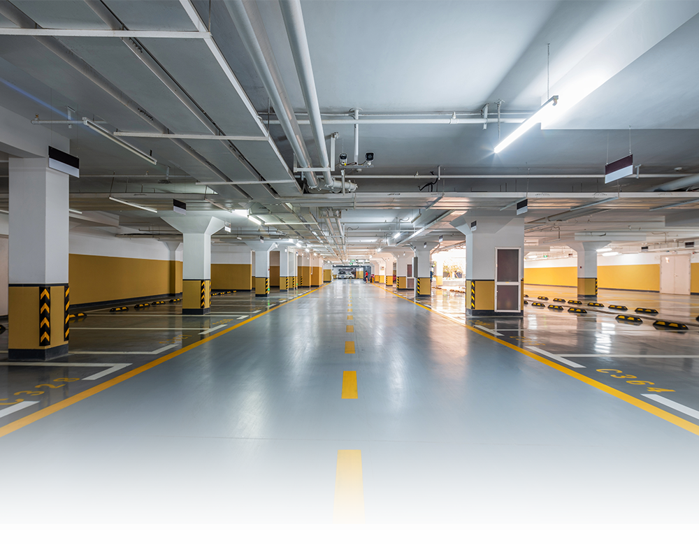 an empty car park