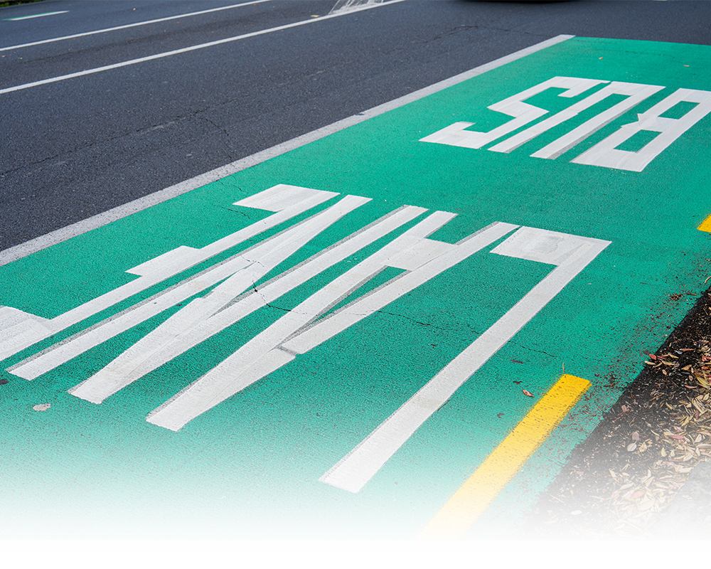 bus lane marking on the road