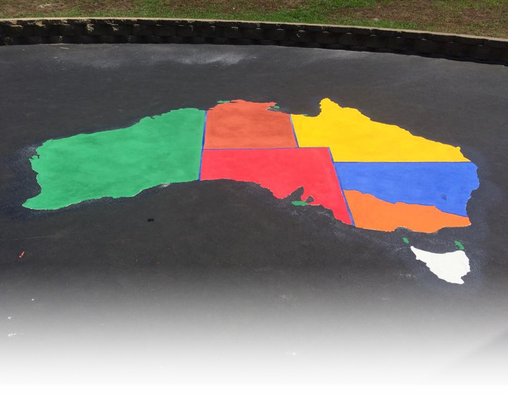 map of Australia painted on ground